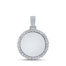 10kt White Gold Men's Round Diamond Memory Circle Charm Pendant - 3/4 Cttw | Splendid Jewellery - Splendid Jewellery