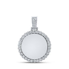10kt White Gold Men's Round Diamond Memory Circle Charm Pendant - 3/4 Cttw | Splendid Jewellery - Splendid Jewellery