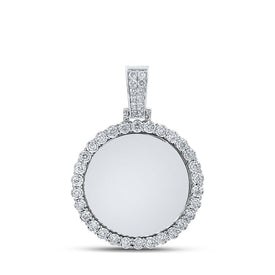 10kt White Gold Men's Round Diamond Memory Circle Charm Pendant - 3/4 Cttw | Splendid Jewellery - Splendid Jewellery