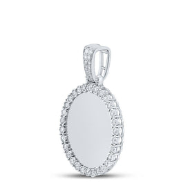 10kt White Gold Men's Round Diamond Memory Circle Charm Pendant - 3/4 Cttw | Splendid Jewellery - Splendid Jewellery