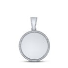 10kt White Gold Men's Round Diamond Memory Circle Charm Pendant 5/8 Cttw - A Timeless Statement of Elegance - Splendid Jewellery