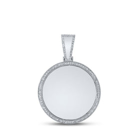 10kt White Gold Men's Round Diamond Memory Circle Charm Pendant 5/8 Cttw - A Timeless Statement of Elegance - Splendid Jewellery