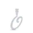 10kt White Gold Men's Round Diamond O Initial Letter Charm Pendant 7/8 Cttw - Splendid Jewellery