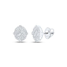 10kt White Gold Men's Round Diamond Oval Earrings - 3/8 Cttw | Dazzling Gems - Splendid Jewellery
