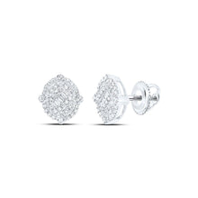 Load image into Gallery viewer, 10kt White Gold Men's Round Diamond Oval Earrings - 3/8 Cttw | Dazzling Gems - Splendid Jewellery