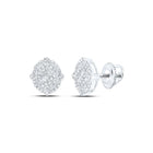 10kt White Gold Men's Round Diamond Oval Earrings - 3/8 Cttw | Dazzling Gems - Splendid Jewellery