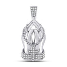 10kt White Gold Mens Round Diamond Praying Hands Rosary Charm Pendant - A Symbolic Statement of Faith and Style - Splendid Jewellery