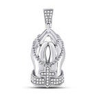 10kt White Gold Mens Round Diamond Praying Hands Rosary Charm Pendant - A Symbolic Statement of Faith and Style - Splendid Jewellery