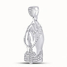 10kt White Gold Mens Round Diamond Praying Hands Rosary Charm Pendant - A Symbolic Statement of Faith and Style - Splendid Jewellery