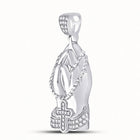 10kt White Gold Mens Round Diamond Praying Hands Rosary Charm Pendant - A Symbolic Statement of Faith and Style - Splendid Jewellery