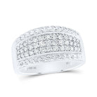 10kt White Gold Mens Round Diamond Rope - accent Band Ring 3/4 Cttw - Splendid Jewellery
