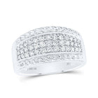 10kt White Gold Mens Round Diamond Rope - accent Band Ring 3/4 Cttw - Splendid Jewellery