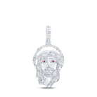 10kt White Gold Men's Round Diamond Ruby Jesus Face Charm Pendant 1 Cttw | Splendid Jewellery - Splendid Jewellery