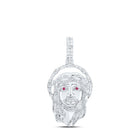 10kt White Gold Men's Round Diamond Ruby Jesus Face Charm Pendant 1 Cttw | Splendid Jewellery - Splendid Jewellery