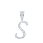 10kt White Gold Men's Round Diamond S Initial Letter Charm Pendant - 5/8 Cttw | Splendid Jewellery - Splendid Jewellery