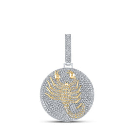 10kt White Gold Men's Round Diamond Scorpion Circle Charm Pendant - 7 - 1/3 Cttw - Splendid Jewellery