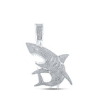 10kt White Gold Men's Round Diamond Shark Charm Pendant - 1 - 1/2 Cttw - Splendid Jewellery