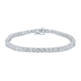 10kt White Gold Men's Round Diamond Single Row Link Bracelet 3 Cttw | Splendid Jewellery - Splendid Jewellery