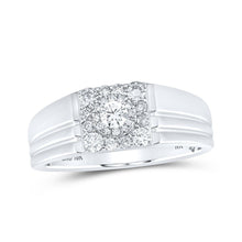 Load image into Gallery viewer, 10kt White Gold Men's Round Diamond Solitaire Band Ring - A Dazzling Statement of Masculine Elegance - Splendid Jewellery