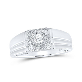 10kt White Gold Men's Round Diamond Solitaire Band Ring - A Dazzling Statement of Masculine Elegance - Splendid Jewellery
