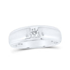 10kt White Gold Men's Round Diamond Solitaire Band Ring - Exquisite Brilliance - Splendid Jewellery