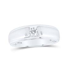Load image into Gallery viewer, 10kt White Gold Men's Round Diamond Solitaire Band Ring - Exquisite Brilliance - Splendid Jewellery