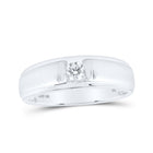 10kt White Gold Men's Round Diamond Solitaire Band Ring - Exquisite Brilliance - Splendid Jewellery
