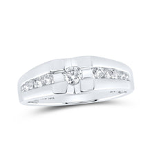 Load image into Gallery viewer, 10kt White Gold Men's Round Diamond Solitaire Band Ring - Exquisite Brilliance - Splendid Jewellery