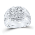 10kt White Gold Men's Round Diamond Square Cluster Ring - 1 - 1/2 Cttw | Splendid Jewellery - Splendid Jewellery