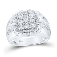 Load image into Gallery viewer, 10kt White Gold Men's Round Diamond Square Cluster Ring - 1 - 1/2 Cttw | Splendid Jewellery - Splendid Jewellery