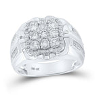 10kt White Gold Men's Round Diamond Square Cluster Ring - 1 - 1/2 Cttw | Splendid Jewellery - Splendid Jewellery
