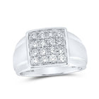 10kt White Gold Mens Round Diamond Square Ring - A Captivating Statement of Masculinity and Elegance - Splendid Jewellery