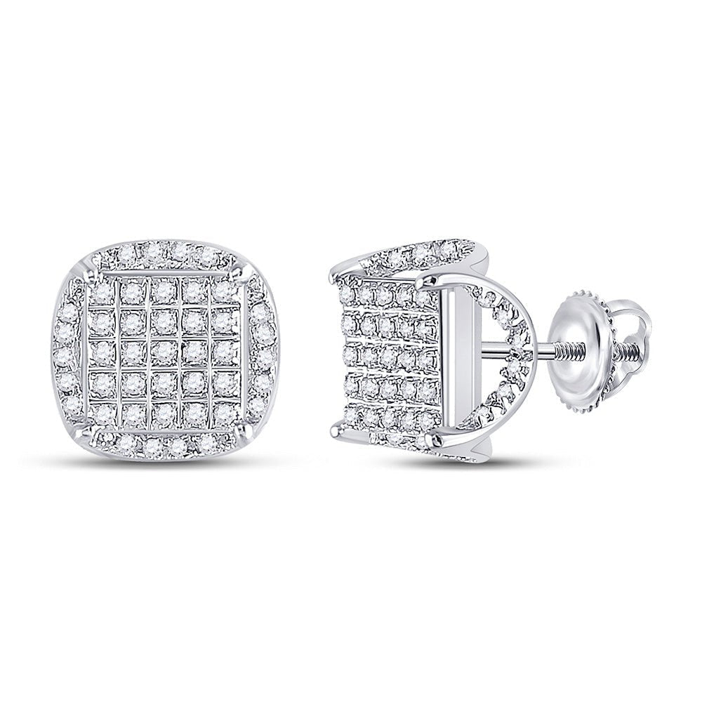 10kt White Gold Men's Round Diamond Square Stud Earrings 1/3 Cttw | Sophisticated Brilliance - Splendid Jewellery