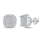 10kt White Gold Men's Round Diamond Square Stud Earrings 1/3 Cttw | Sophisticated Brilliance - Splendid Jewellery