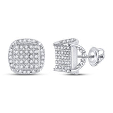 Load image into Gallery viewer, 10kt White Gold Men's Round Diamond Square Stud Earrings 1/3 Cttw | Sophisticated Brilliance - Splendid Jewellery