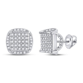 10kt White Gold Men's Round Diamond Square Stud Earrings 1/3 Cttw | Sophisticated Brilliance - Splendid Jewellery