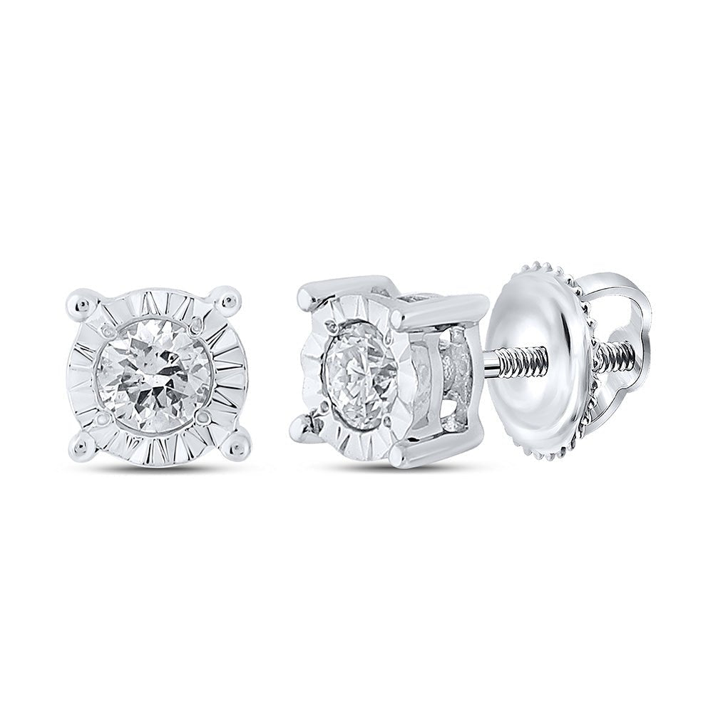 10kt White Gold Men's Round Diamond Stud Earrings - Dazzling Brilliance - Splendid Jewellery