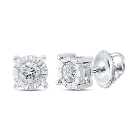 10kt White Gold Men's Round Diamond Stud Earrings - Dazzling Brilliance - Splendid Jewellery