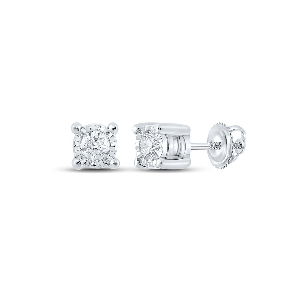 10kt White Gold Men's Round Diamond Stud Earrings - Dazzling Elegance - Splendid Jewellery