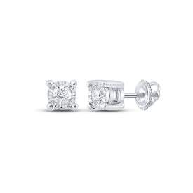 10kt White Gold Men's Round Diamond Stud Earrings - Dazzling Elegance - Splendid Jewellery