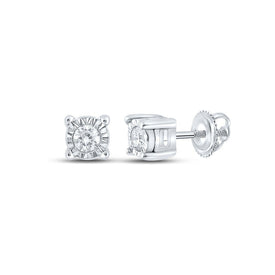 10kt White Gold Men's Round Diamond Stud Earrings - Elegant Sparkle for Him - Splendid Jewellery