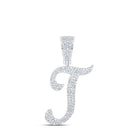 10kt White Gold Men's Round Diamond T Initial Letter Charm Pendant 3/4 Cttw - Luxurious Diamond Charm Pendant for Men - Splendid Jewellery