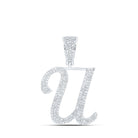 10kt White Gold Men's Round Diamond U Initial Letter Charm Pendant - 1 Cttw | Splendid Jewellery - Splendid Jewellery