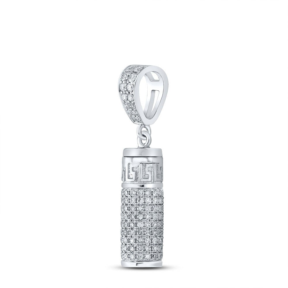 10kt White Gold Men's Round Diamond Urn Cylinder Charm Pendant - 1 Cttw | Splendid Jewellery - Splendid Jewellery