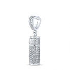 10kt White Gold Men's Round Diamond Urn Cylinder Charm Pendant - 1 Cttw | Splendid Jewellery - Splendid Jewellery