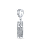 10kt White Gold Men's Round Diamond Urn Cylinder Charm Pendant - 1 Cttw | Splendid Jewellery - Splendid Jewellery
