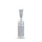 10kt White Gold Men's Round Diamond Urn Cylinder Charm Pendant - 1 Cttw | Splendid Jewellery - Splendid Jewellery