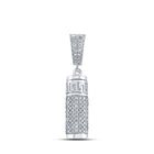 10kt White Gold Men's Round Diamond Urn Cylinder Charm Pendant - 1 Cttw | Splendid Jewellery - Splendid Jewellery