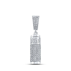 10kt White Gold Men's Round Diamond Urn Cylinder Charm Pendant - 1 Cttw | Splendid Jewellery - Splendid Jewellery