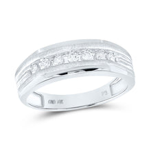 Load image into Gallery viewer, 10kt White Gold Men&#39;s Round Diamond Wedding Band - Eternal Brilliance Top View from Splendid Jewellery